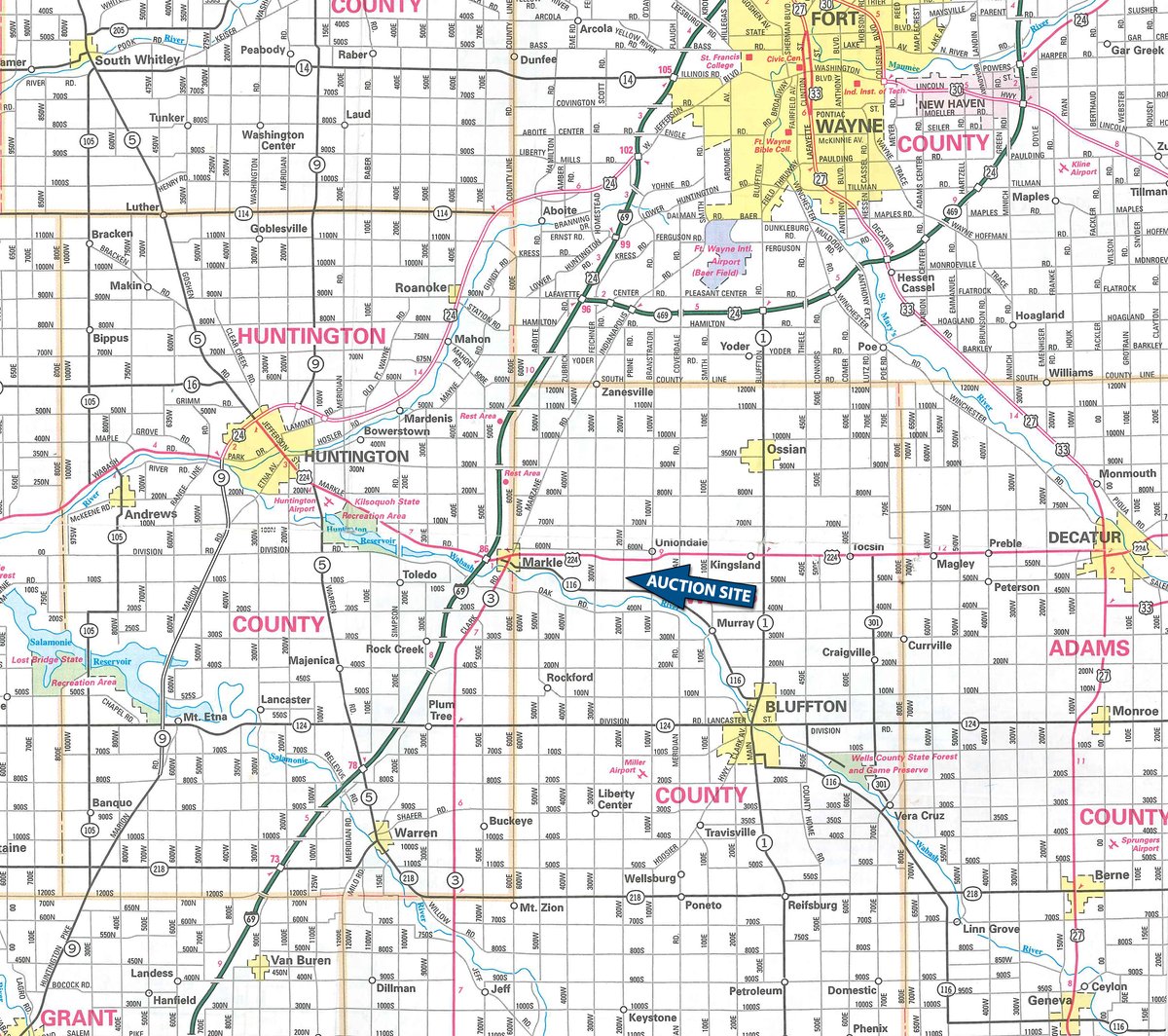 Area map - FARM EQUIPMENT AUCTION IN WELLS COUNTY, INDIANA